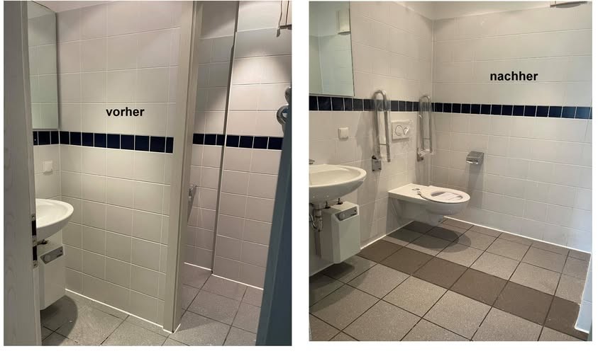 Standard WC umbauen für Behindertengerechte Rollstuhlfahrer